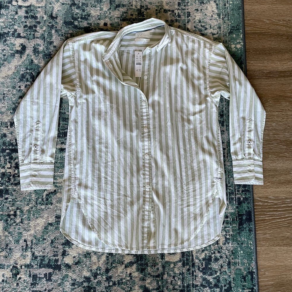 J. Crew Relaxed-fit washed cotton poplin shirt in bold stripe